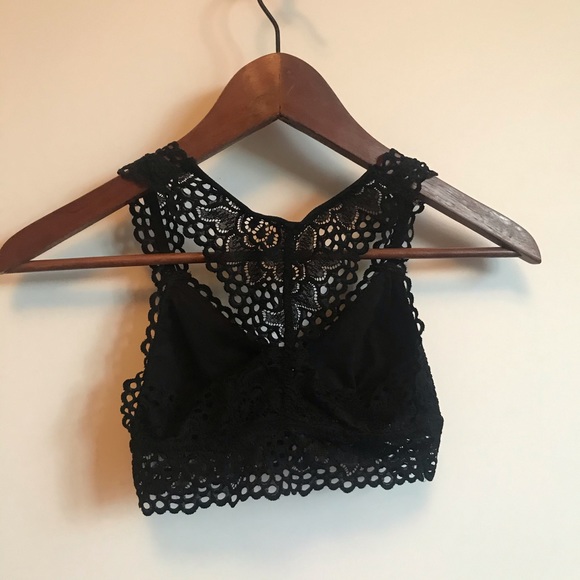Aerie Black Floral Lace Racerback Bralette - Picture 5 of 6